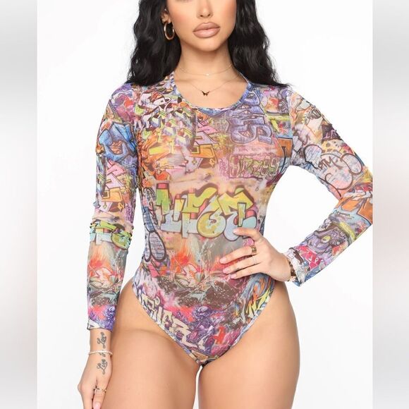 Street Edge Mesh Bodysuit - Multi Color Worn Once - Picture 1 of 7